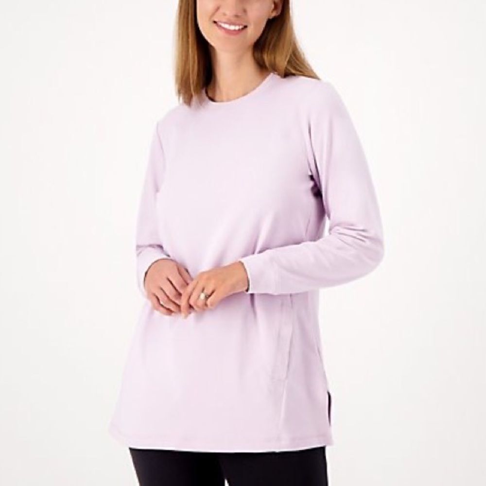Denim & Co. Active Crew Neck Long Sleeve Tunic
